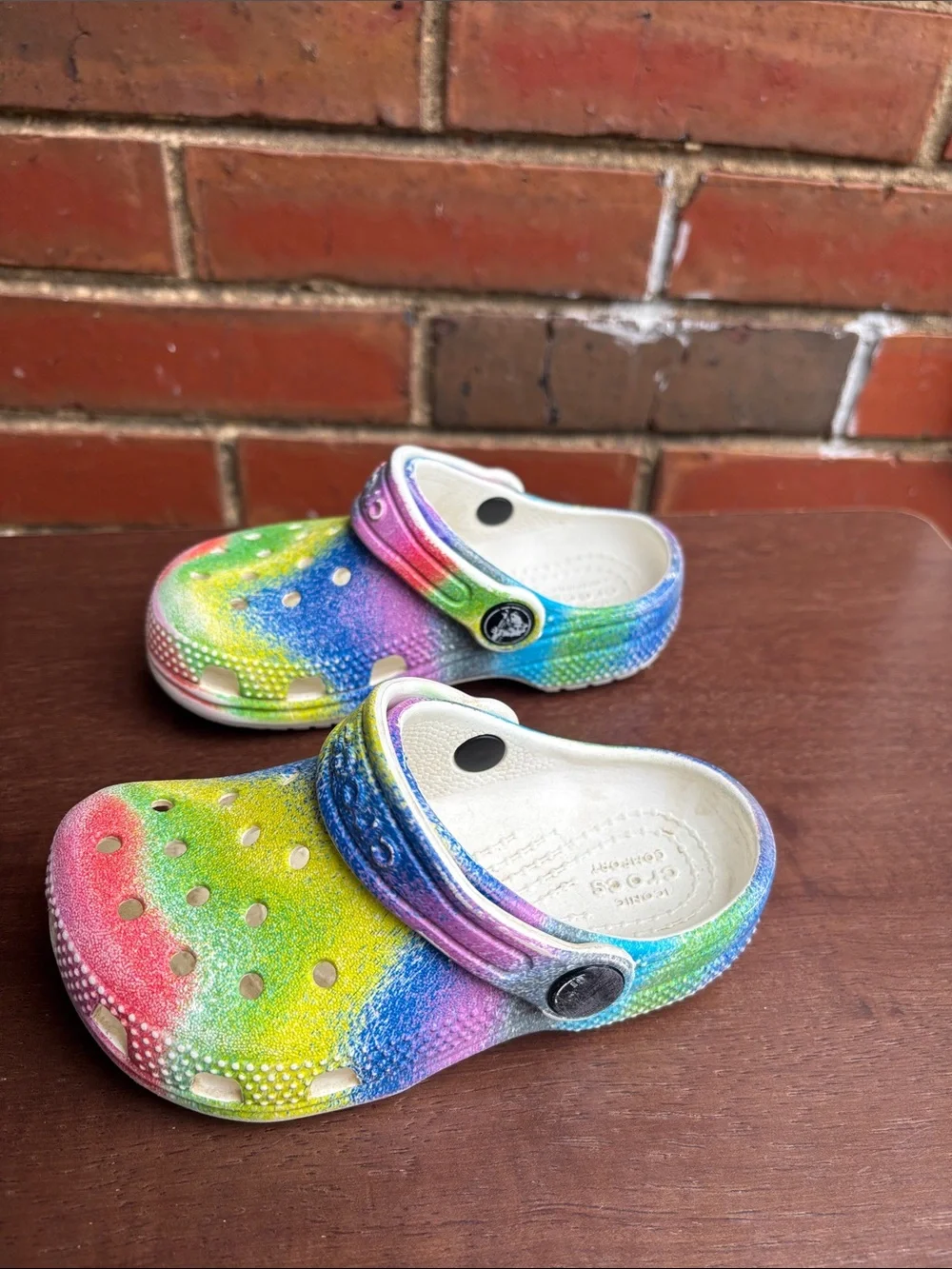 CROCS Kids Tie-Dye Slip-On Clogs in Rainbow Colors